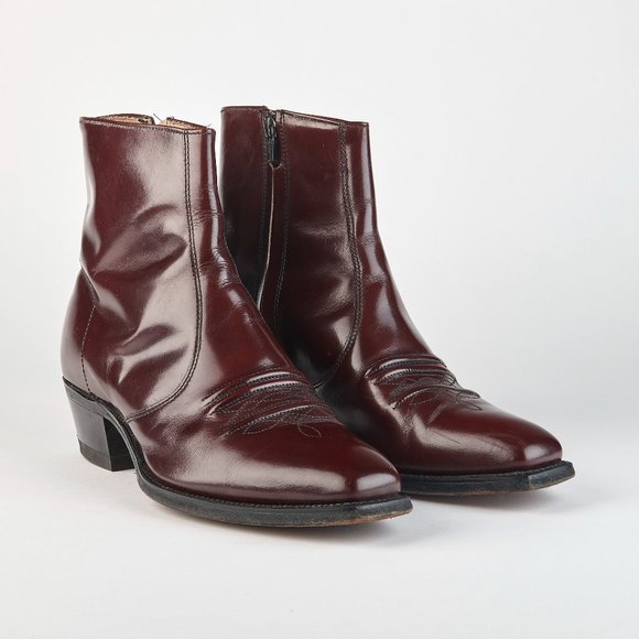 Hanover Vintage Men's Burgundy Western Cowboy Side-Zip Dress Boots 10 D/B SHARP! - Picture 1 of 12